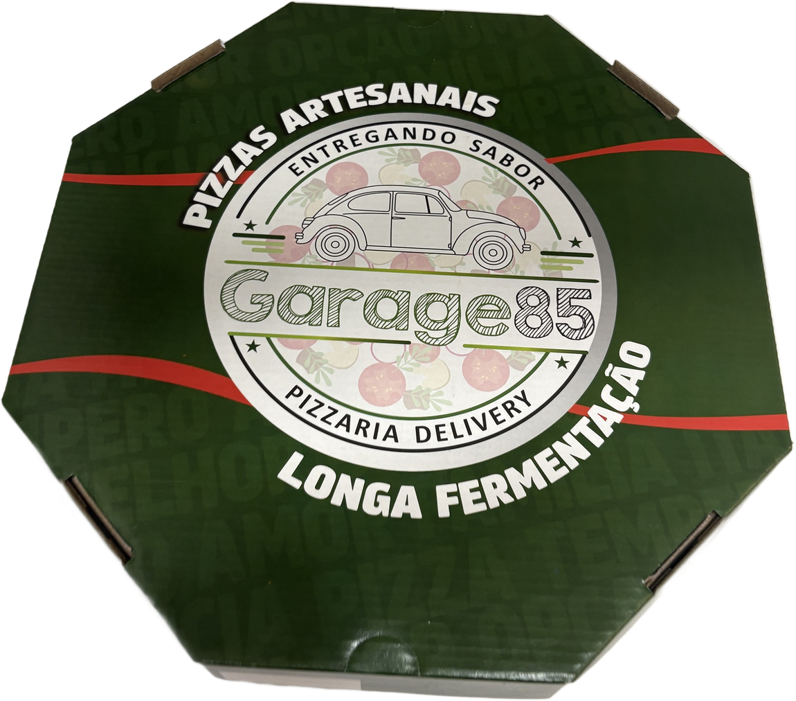 Caixa de pizza artesanal da Garage85
